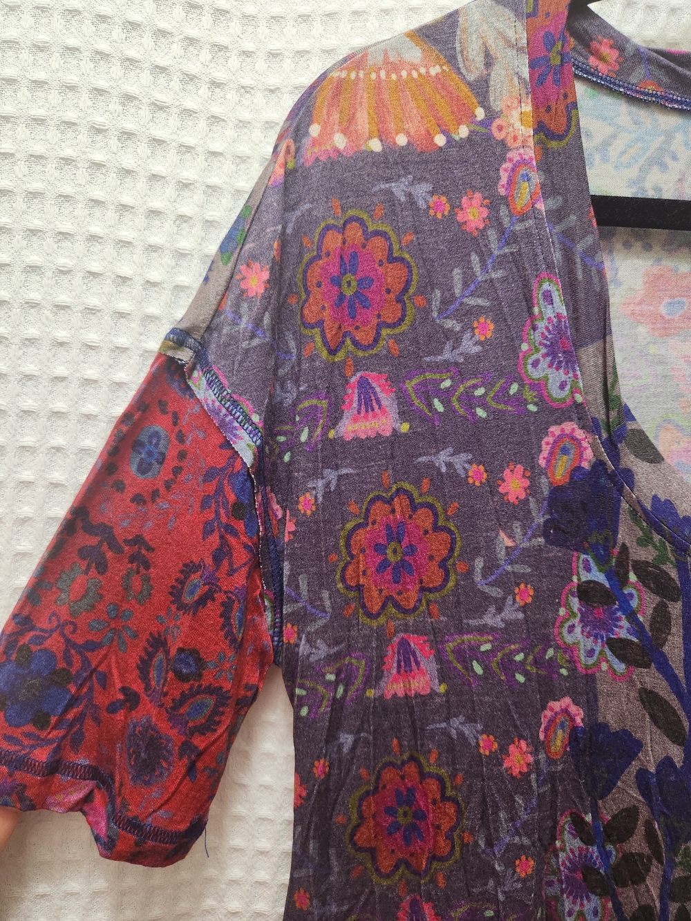 NATURAL LIFE Multicolor Floral Patchwork Scoop Neck Tunic - Picture 2 of 5